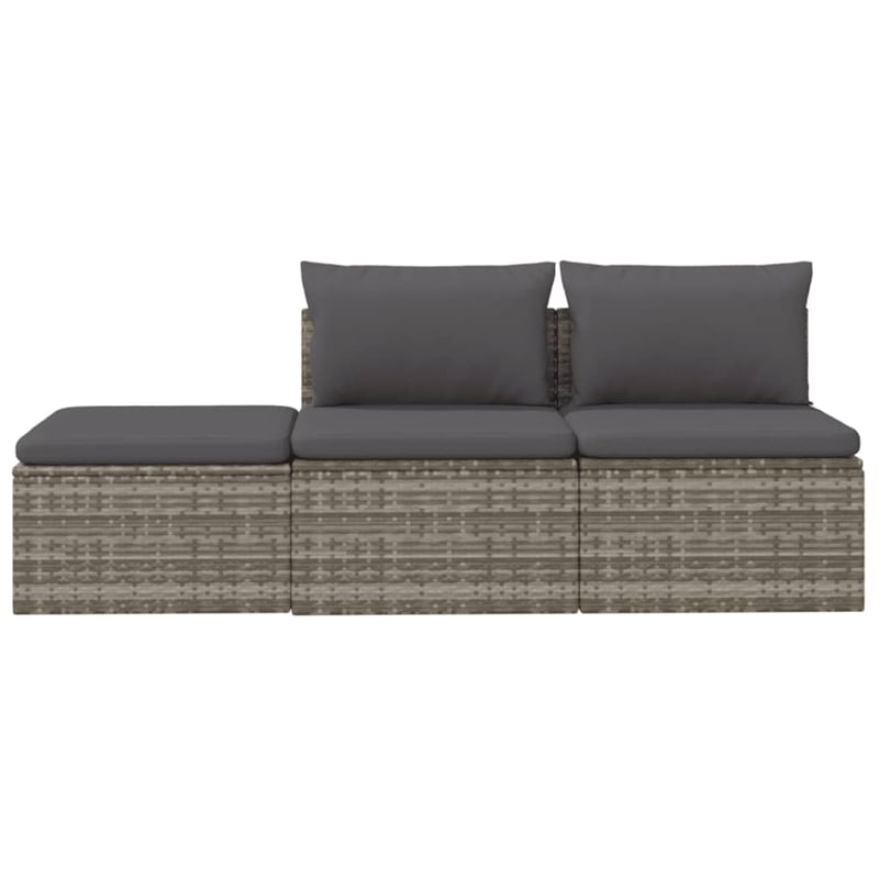 vidaXL PE Rattan & Powder-Coated Steel Polyester & Pvc Garden Lounge Set Grey