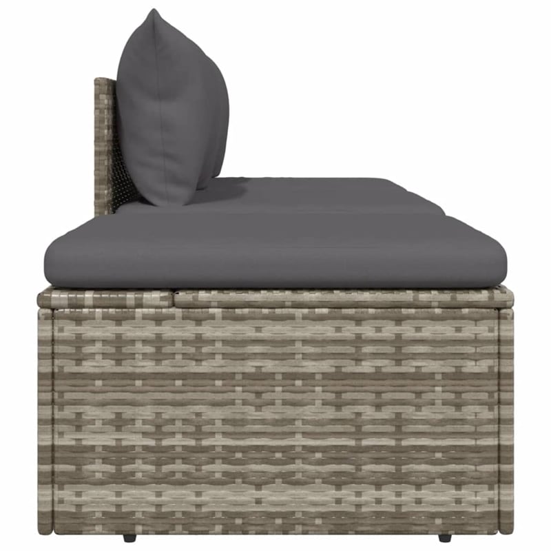 vidaXL PE Rattan & Powder-Coated Steel Polyester & Pvc Garden Lounge Set Grey