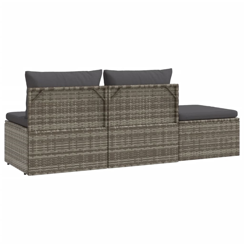vidaXL PE Rattan & Powder-Coated Steel Polyester & Pvc Garden Lounge Set Grey