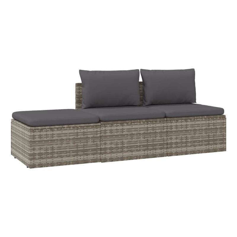 vidaXL PE Rattan & Powder-Coated Steel Polyester & Pvc Garden Lounge Set Grey