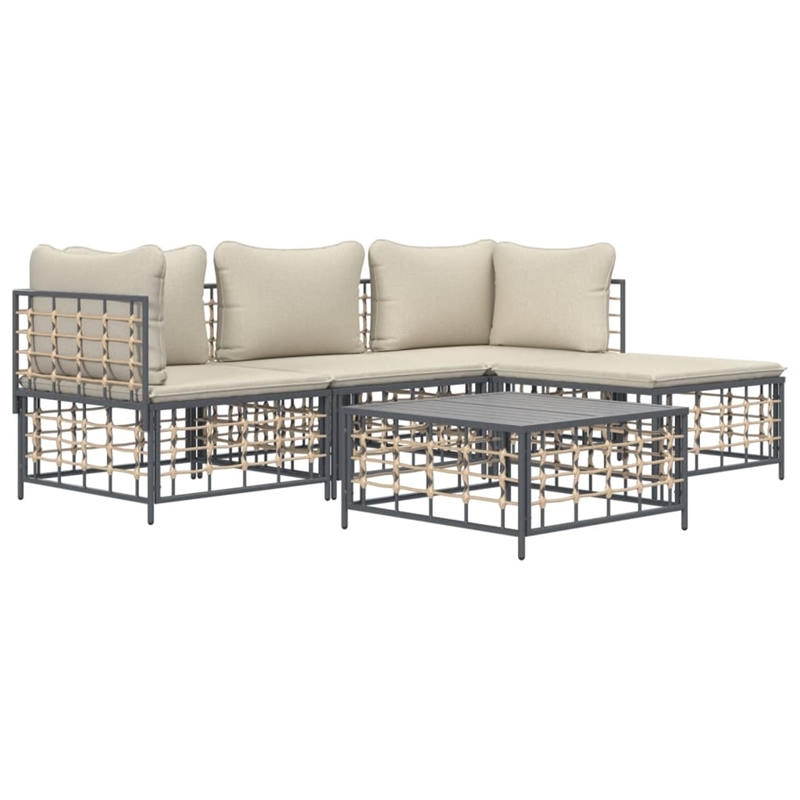 vidaXL Garden Lounge Set in Anthracite & Beige