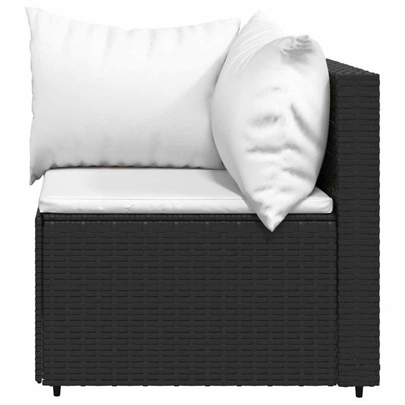 vidaXL PE Rattan Compact Adjustable Feet Patio Corner Sofa in Black