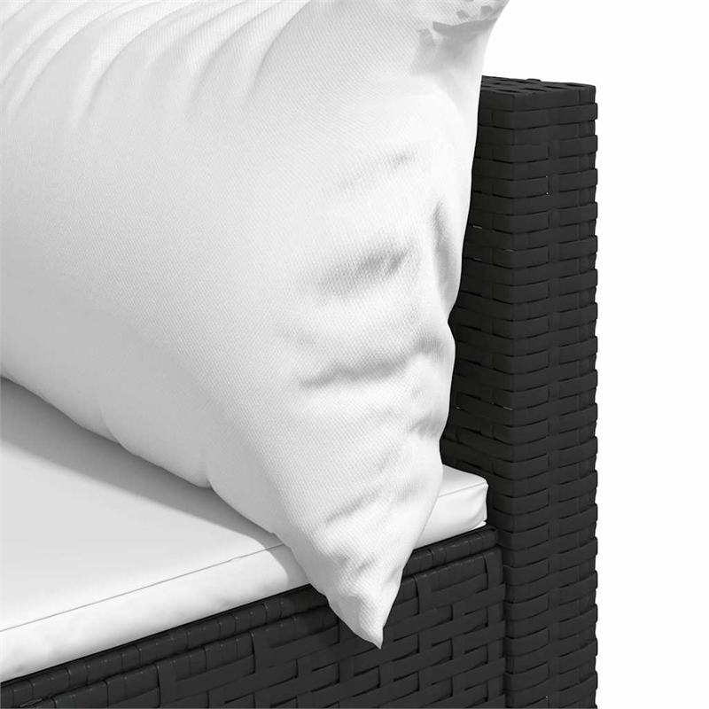 vidaXL PE Rattan Compact Adjustable Feet Patio Corner Sofa in Black