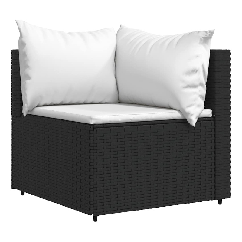 vidaXL PE Rattan Compact Adjustable Feet Patio Corner Sofa in Black