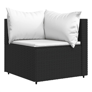 vidaXL PE Rattan Compact Adjustable Feet Patio Corner Sofa in Black