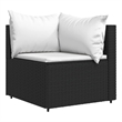 vidaXL PE Rattan Compact Adjustable Feet Patio Corner Sofa in Black