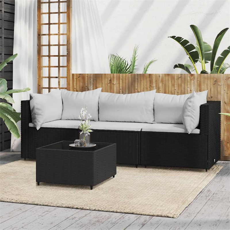 vidaXL Patio Lounge Set Black And in White