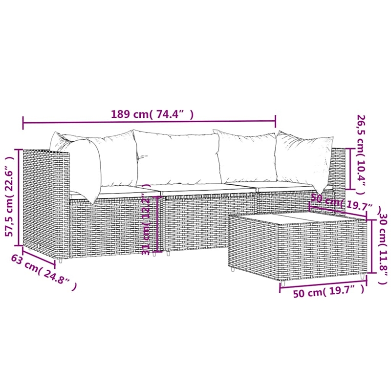 vidaXL Patio Lounge Set Black And in White