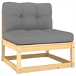 vidaXL Solid Pinewood & Fabric Garden Sofa in Grey