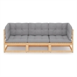 vidaXL Solid Pinewood & Fabric Garden Sofa in Grey