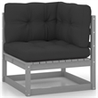 vidaXL 3-Seater Solid Pinewood & Polyester Fabric Garden Sofa in Grey