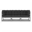 vidaXL 3-Seater Solid Pinewood & Polyester Fabric Garden Sofa in Grey