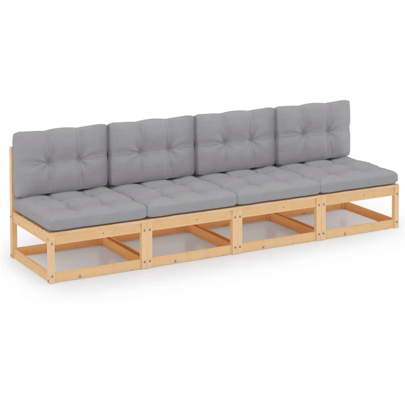 vidaXL Solid Pinewood Large Durable Garden Sofa Garden Sofa in Grey