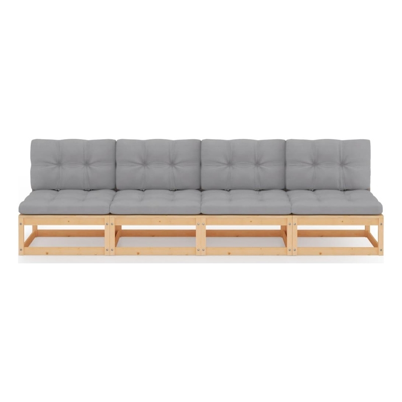 vidaXL Solid Pinewood Large Durable Garden Sofa Garden Sofa in Grey