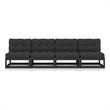vidaXL Solid Pine Wood Large Garden Sofa Rectangular Garden Sofa in Black