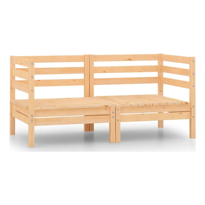 vidaXL 2-Seater Solid Pinewood Foldable Garden Sofa in Natural Wood