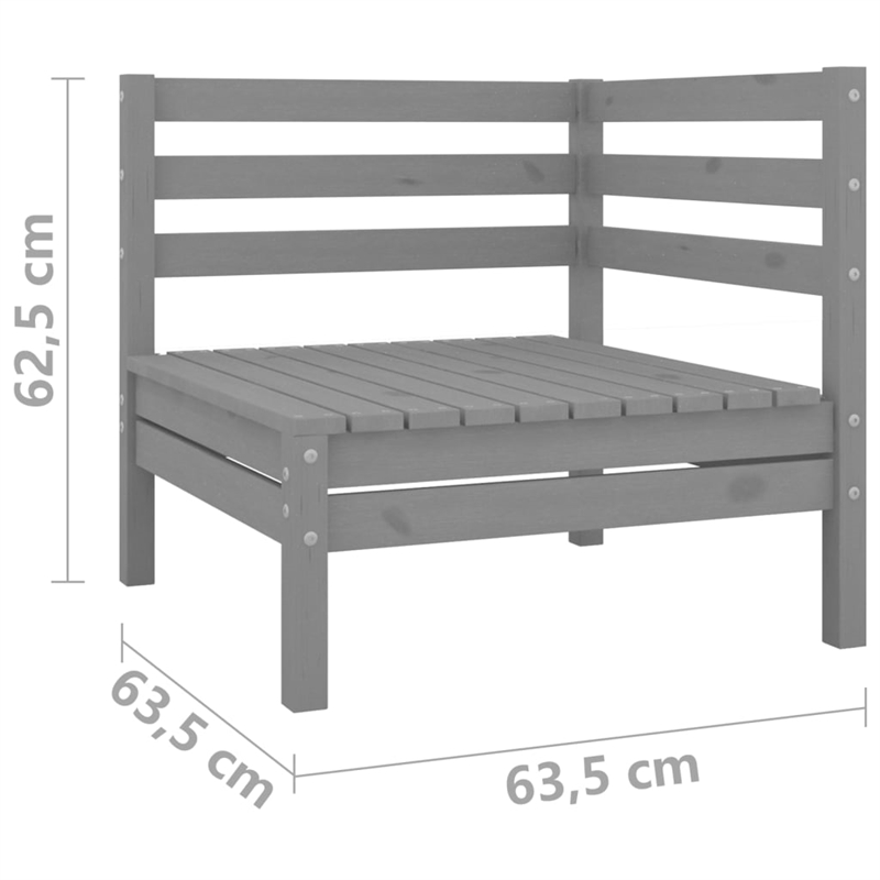 vidaXL 2-Seater Solid Pine Wood Medium Modular Garden Sofa in Grey