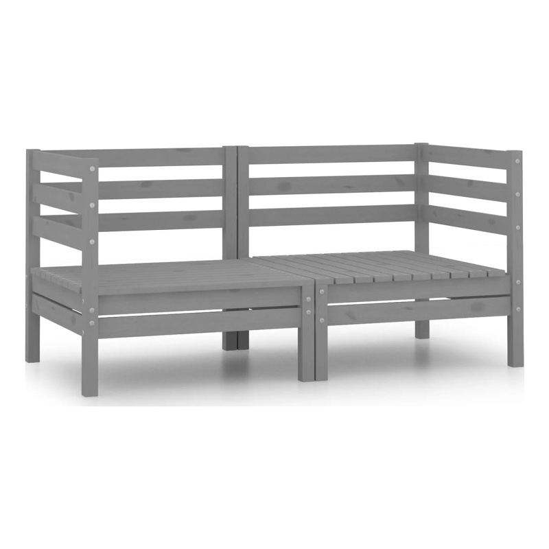 vidaXL 2-Seater Solid Pine Wood Medium Modular Garden Sofa in Grey