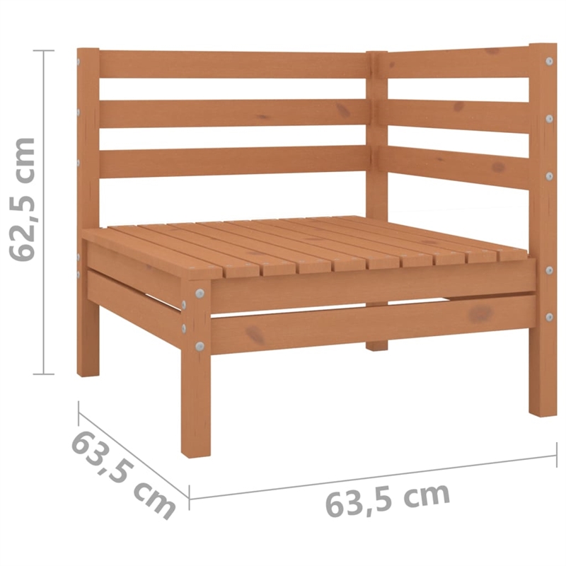 vidaXL Solid Pinewood 2-Seater Modular Garden Sofa in Honey Brown