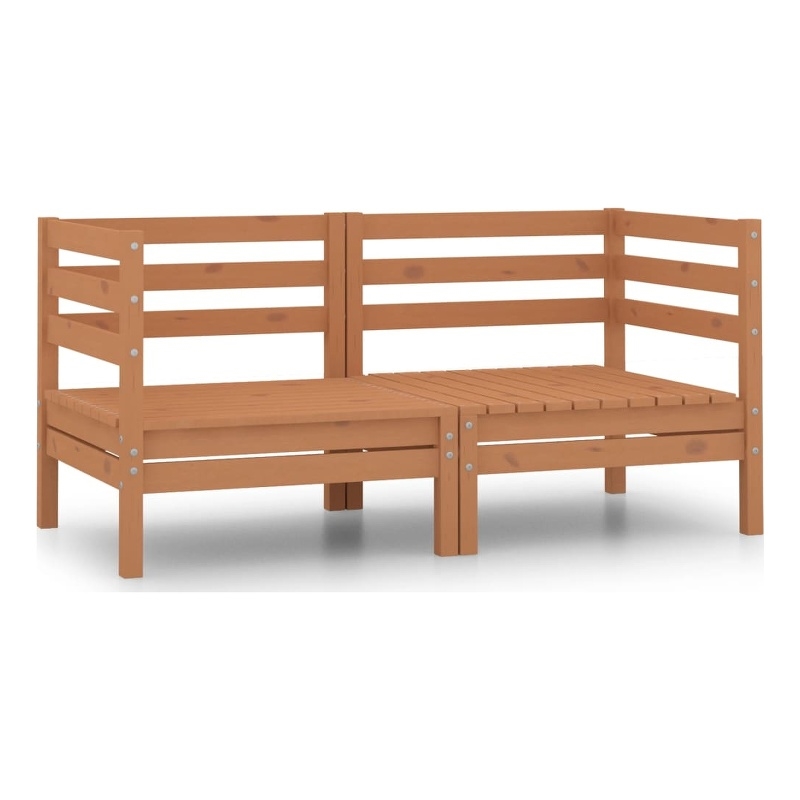 vidaXL Solid Pinewood 2-Seater Modular Garden Sofa in Honey Brown