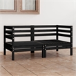 vidaXL Solid Pinewood Patio 2-Seater Sofa in Black