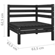 vidaXL Solid Pinewood Patio 2-Seater Sofa in Black