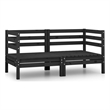 vidaXL Solid Pinewood Patio 2-Seater Sofa in Black