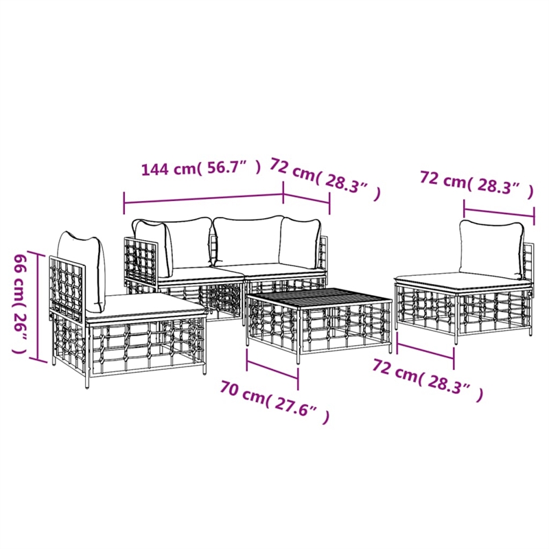vidaXL Poly Rattan Standard Modular Garden Lounge Set in Anthracite