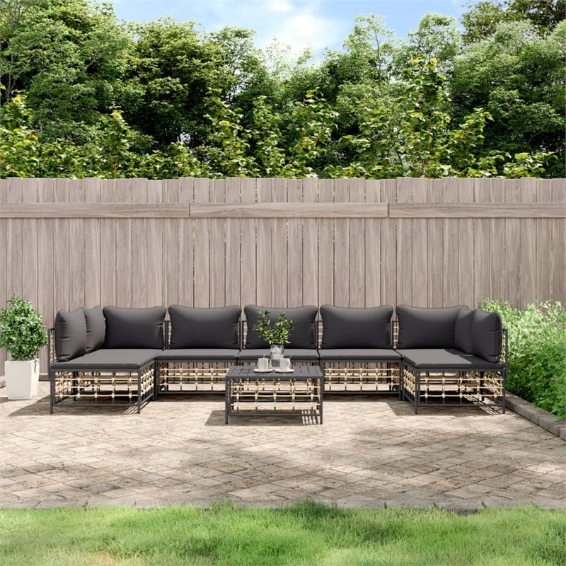 vidaXL Poly Rattan Large Modular Garden Lounge Set in Anthracite