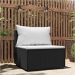 vidaXL Patio Middle Sofa in Black With White Cushions