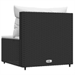 vidaXL Patio Middle Sofa in Black With White Cushions