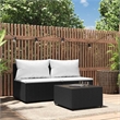 vidaXL Patio Lounge Set in Black Frame & White Cushions