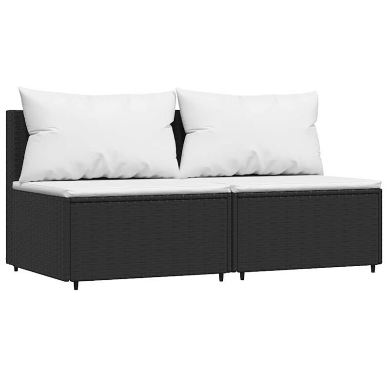 vidaXL Patio Lounge Set in Black Frame & White Cushions
