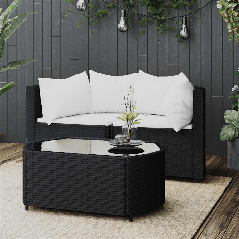 vidaXL Patio Lounge Set in Black & White