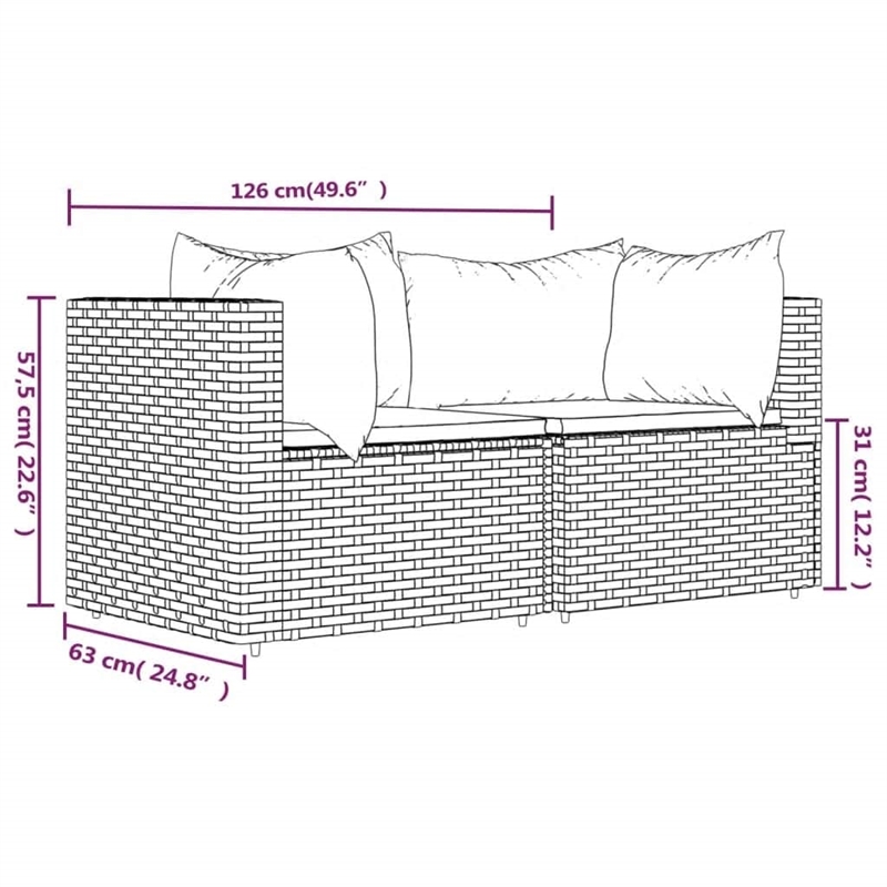 vidaXL Patio Corner Sofa in Brown And Cream