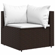 vidaXL 3 Piece Patio Lounge Set With Cushions in Cream White/Brown Poly Rattan