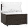 vidaXL 3 Piece Patio Lounge Set With Cushions in Cream White/Brown Poly Rattan