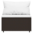 vidaXL 3 Piece Patio Lounge Set With Cushions in Cream White/Brown Poly Rattan