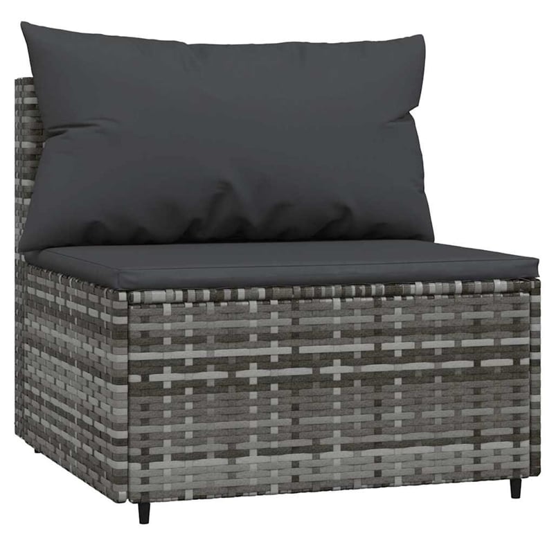 vidaXL Poly Rattan Medium Adjustable Feet Patio Lounge Set Grey