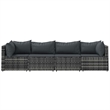vidaXL PE Rattan & Powder-Coated Steel & Polyester Patio Lounge Set in Gray