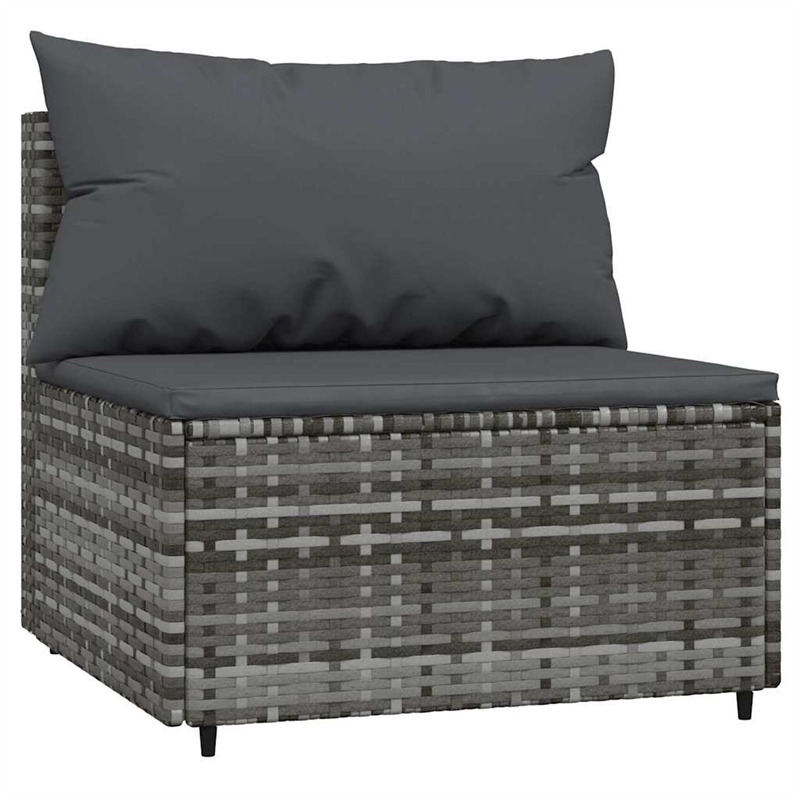 vidaXL PE Rattan & Powder-Coated Steel & Polyester Patio Lounge Set in Gray