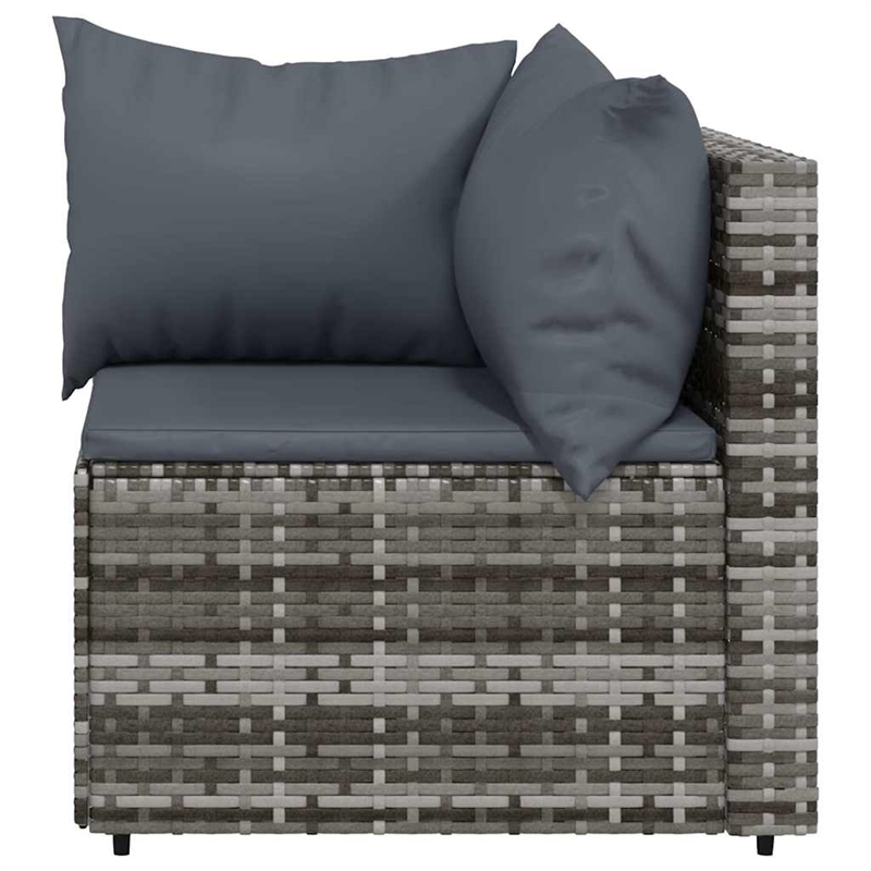 vidaXL PE Rattan & Powder-Coated Steel & Polyester Patio Lounge Set in Gray