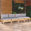 vidaXL 4-Seater Pinewood Garden Sofa in Grey