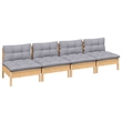 vidaXL 4-Seater Pinewood Garden Sofa in Grey