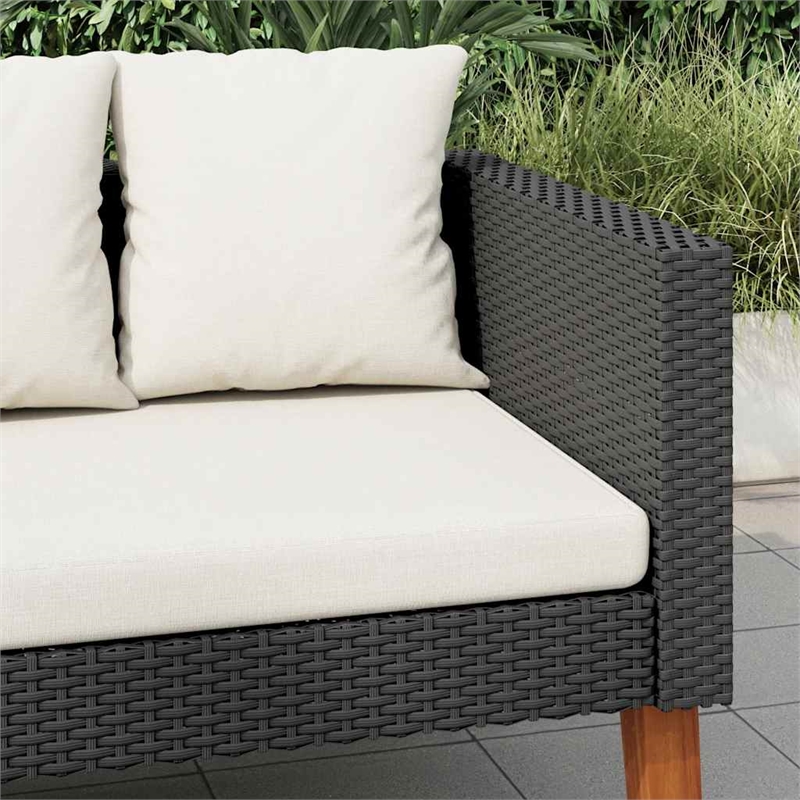 vidaXL Garden Sofa in Black & Cream/White