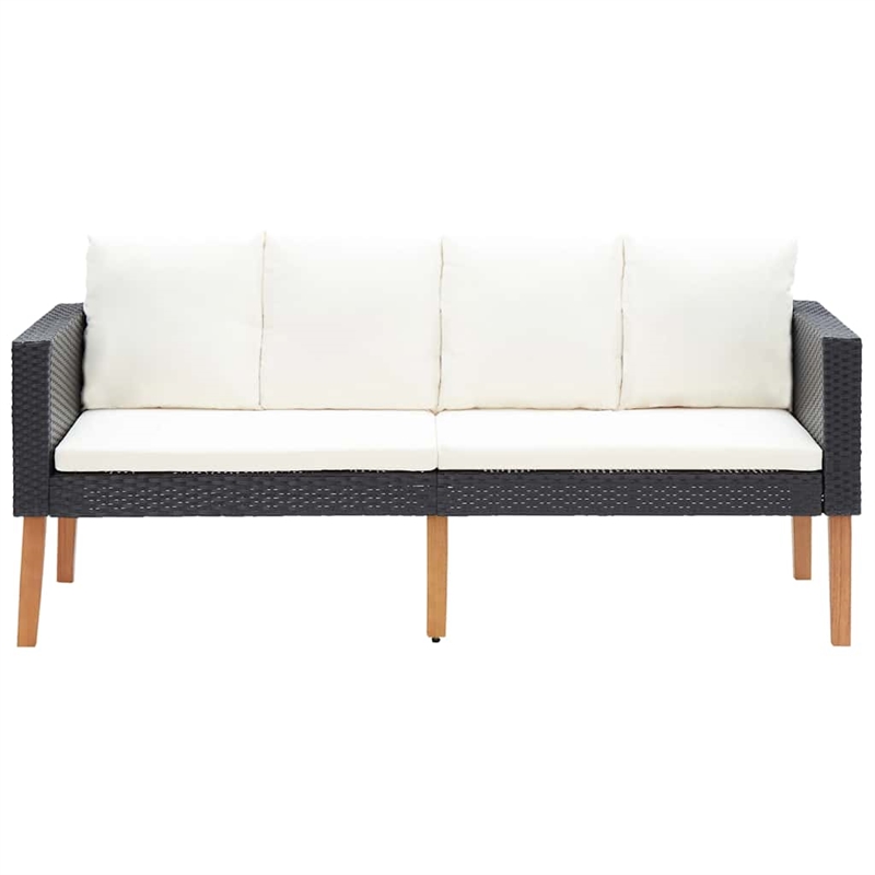 vidaXL Garden Sofa in Black & Cream/White