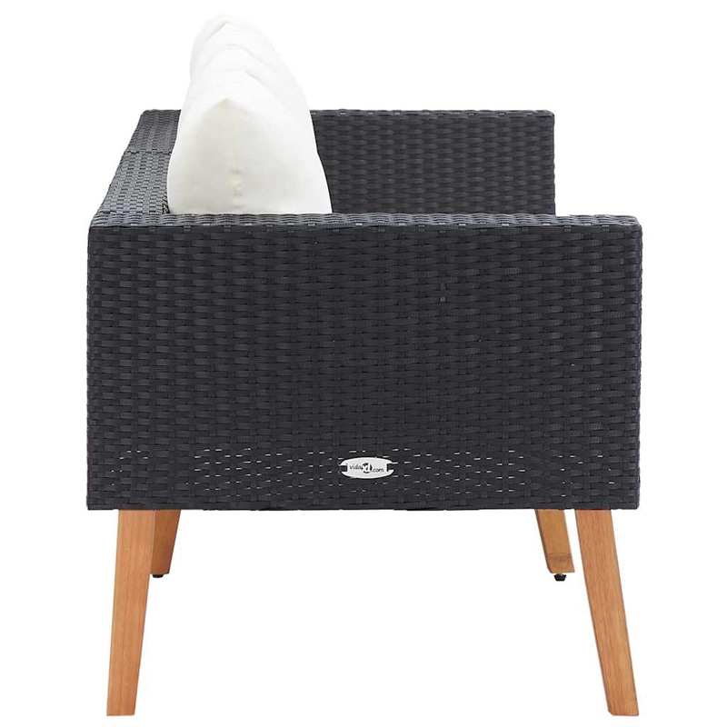 vidaXL Garden Sofa in Black & Cream/White
