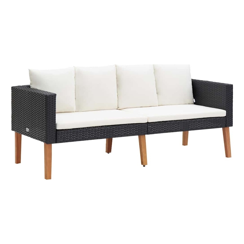 vidaXL Garden Sofa in Black & Cream/White