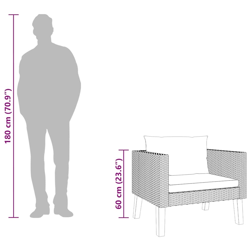 vidaXL Single Seat Modular Garden Sofa in Black