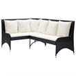 vidaXL PE Rattan Modular Garden Sofa Set of 2 in Black & Cream/White